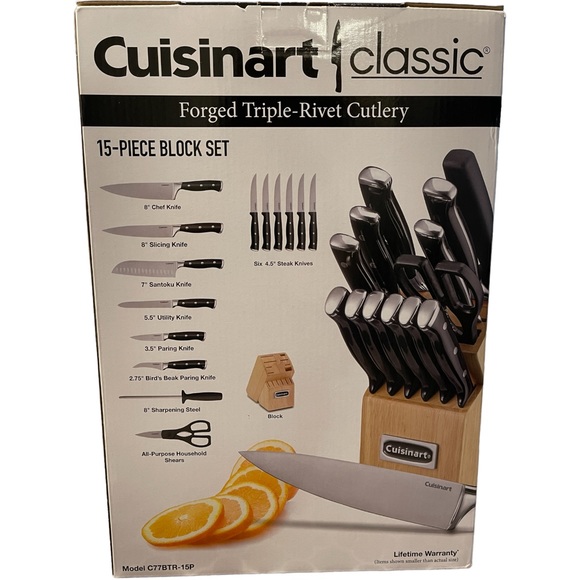 CUISINART Knives -15-pc Triple-Rivet Set - BRAND NEW UNOPENED BOX! - Picture 2 of 5